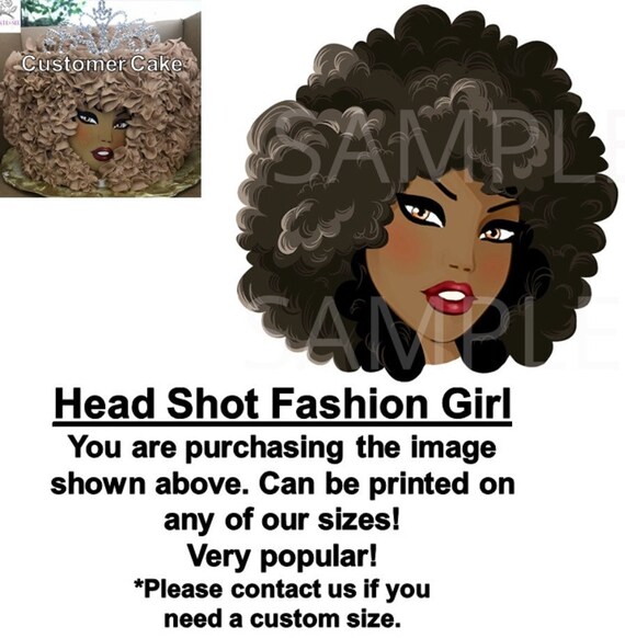Buy PRE CUT Fashion Girl Head Shot Curly Hair EDIBLE Cake Image Online in  India - Etsy