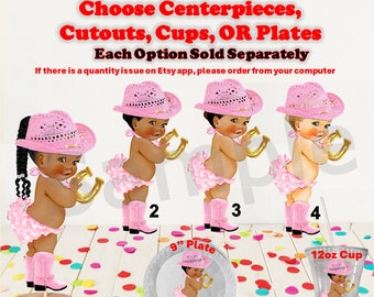 Western Little Cowgirl Baby Centerpiece, Cut Outs, Cups, or Plates. Cowgirl Baby Shower Centerpieces, Cowgirl Horseshoe Hat Pink Cut Outs