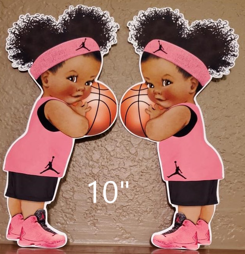 Pre Cut Pink and Black Baby Girl Basketball Player Centerpiece Etsy