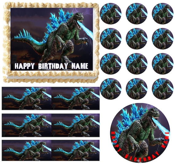 Godzilla Edible Cake Topper Image Godzilla Cupcakes Godzilla Etsy India