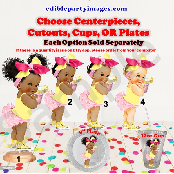 Pink Lemonade Baby Girl Centerpieces with Stand OR Cut Outs, Baby Shower Centerpieces, Hot Pink Yellow Big Head Bow, Lemonade Baby Cut Outs