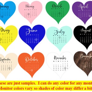 2024 Heart Shape Calendar Edible Cake Topper. for Birthdays, Weddings ...