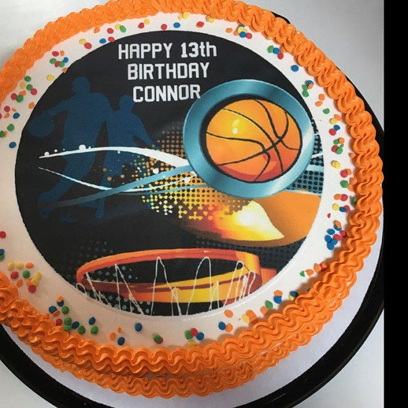 Basketball Sports Edible Cake Topper Image Basketball Etsy