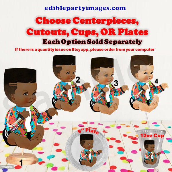 Fresh Sitting Baby Boy Centerpiece with Stand OR Cut Outs, 80's Fresh Baby Hip Hop Centerpieces, Pattern Jacket, Faded Haircut, Baby Cut Out