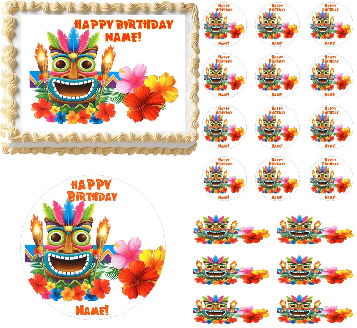 Tribal Hawaiian Tiki Edible Cake Topper Image Hawaiian Cake | Etsy