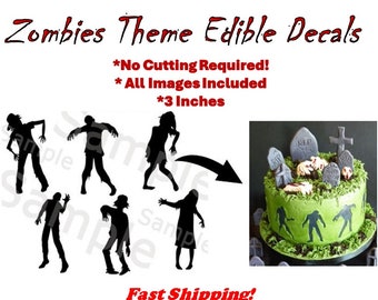 Creepy Zombies EDIBLE Images for Cake or Cupcakes, Zombie Cupcakes, Zombie Cake, Edible Creepy Halloween Zombies Edible, Pre Cut Zombies