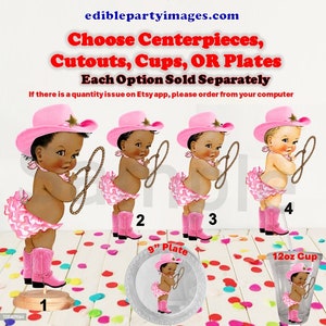 Western Cowgirl Baby Centerpiece, Cut Outs, Cups, or Plates. Cowgirl Baby Shower Centerpieces, Cowgirl Baby Cups, Cowgirl Baby Plates, Pink