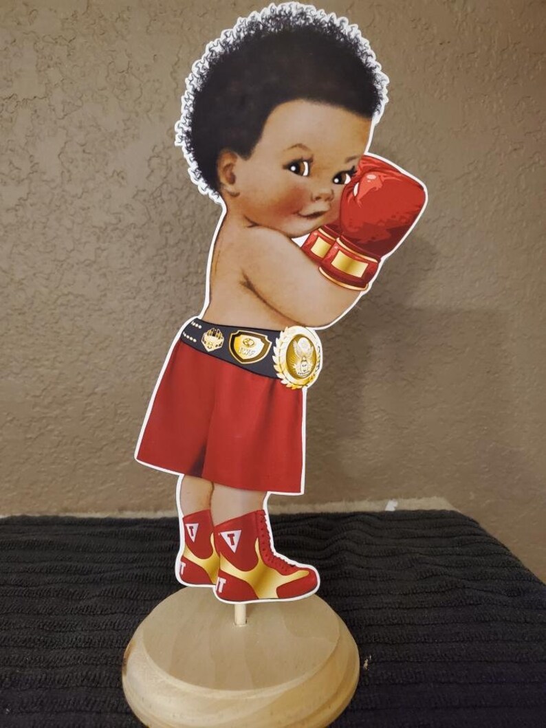 Little Prince Boxing Boxer Baby Boy Centerpiece With Stand OR Etsy