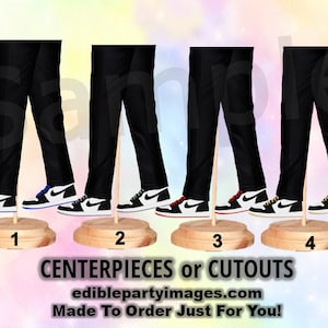 Sneaker Ball Men's Legs Centerpiece with Stand OR Cut Outs, Party Sneakers Centerpieces, Men Legs Trouser Tux Centerpieces, Fashion Sweet 16