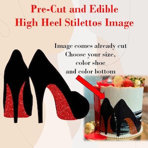 High Heel Stilettos EDIBLE Cake Topper Image, Bachelorette Cake, Wedding Cake, Girlfriend Cake, Edible Red Bottom Heels, Edible Heels Image