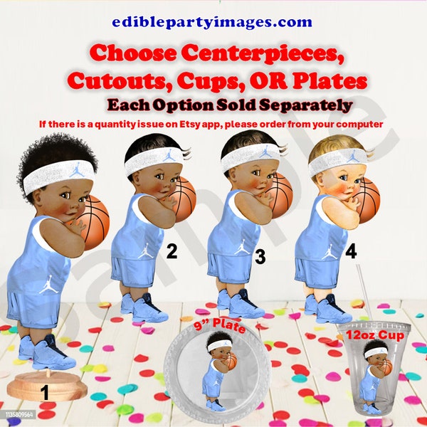 Basketball Player Boy Centerpiece, Cut Outs, Cups, or Plates. Light Blue Basketball Free Throws, Basketball Baby Cups, Basketball Baby Plate