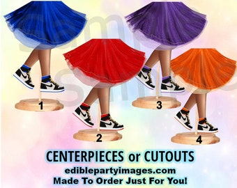 Sneaker Ball Legs Tutu Centerpiece with Stand OR Cut Outs, Party Sneakers Centerpieces, Dark Legs, Fashion Legs Centerpieces, Royal Blue Red