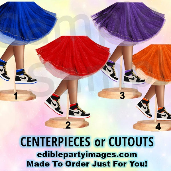 Sneaker Ball Legs Tutu Centerpiece with Stand OR Cut Outs, Party Sneakers Centerpieces, Dark Legs, Fashion Legs Centerpieces, Royal Blue Red