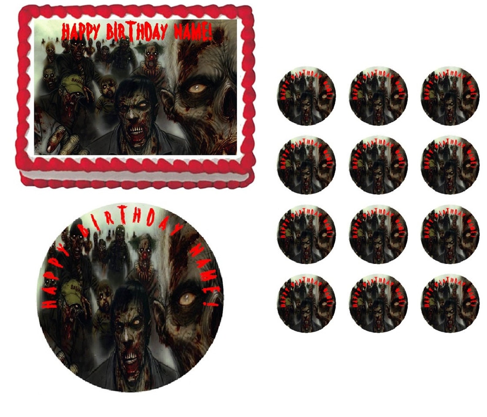 Zombies Edible Cake Topper Image Zombies Cake Zombies Etsy