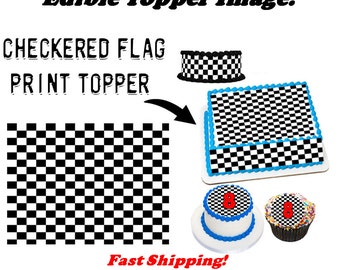 Checkered Flag Racing Edible Cake Cookie Cupcake Toppers, Racing ...