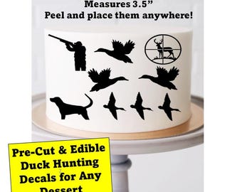 Duck Hunting Edible Cake Decorations | Pre-Cut Hunting Silhouette Cake Toppers | Duck Hunter Cupcake Toppers | Camo Birthday Cake Decoration