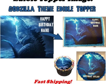 Godzilla King Edible Cake Topper Image Cupcakes, Godzilla Cupcakes, Godzilla Breathing Fire, Godzilla Cake, Godzilla Monster Party Supplies