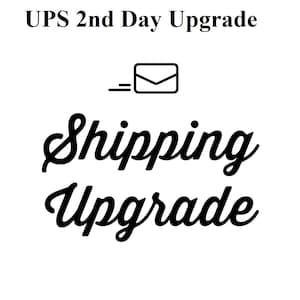 May include: Black and white graphic of an envelope with a line above it, and the text "UPS 2nd Day Upgrade" and "Shipping Upgrade" in a stylized font.