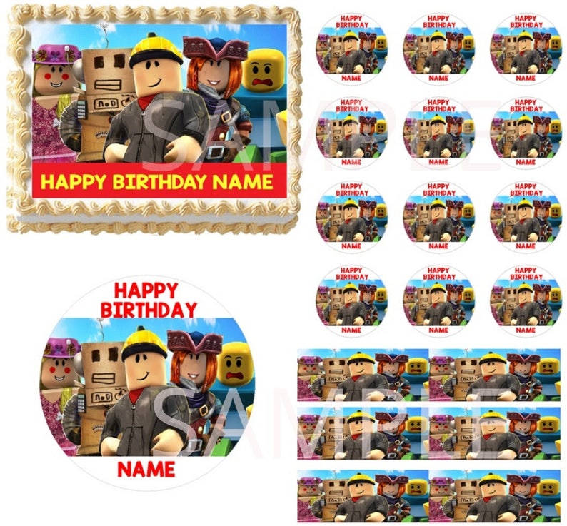 Edible Roblox Image Frosting Sheet Cake Topper Birthday Decorations - roblox cake topper personalised edible icing round birthday