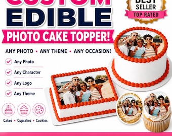Custom Edible Cake Topper | Personalized Photo Cake Topper | Edible Image | Custom Picture for Cakes, Cupcakes & Cookies | Frosting Sheet