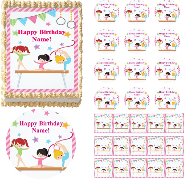 Gymnastics Tumbling Edible Cake Topper Image Gymnast Girls Gymnastics Tumbling Edible Cake Topper Image Gymnast Girls