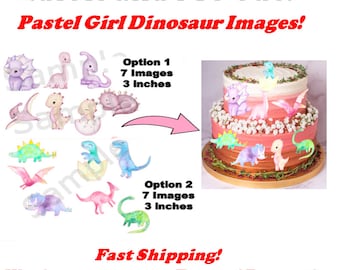 Edible Pink Girl Dinosaur Images on Frosting Paper, Edible Dinosaur Images, Pastel Girl Dinosaurs, Edible Girl Dinosaurs, Hatching Soon