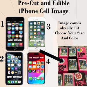 Cell Phone IPhone EDIBLE Cake Topper Image Frosting Sheet, Iphone Cake, Iphone Edible Image, Pre Cut Edible Phone, Phone Cake, Phone Topper