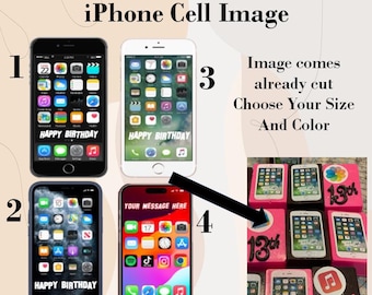 Cell Phone IPhone EDIBLE Cake Topper Image Frosting Sheet, Iphone Cake, Iphone Edible Image, Pre Cut Edible Phone, Phone Cake, Phone Topper