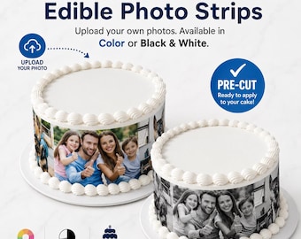 Custom Edible Photo Cake Wrap | Personalized Picture Cake Side Strips | Edible Cake Wrap | Photo Collage Cake Topper | Custom Birthday Decor