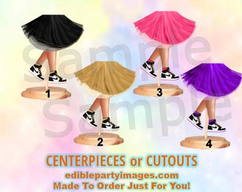 Sneaker Ball Legs Tutu Centerpiece with Stand OR Cut Outs, Party Sneakers Centerpieces, Dark Legs, Medium Legs, Fashion Legs Centerpieces