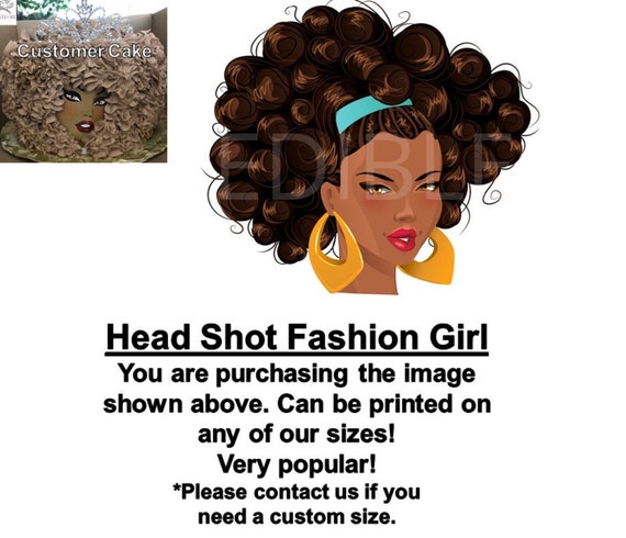 Pre Cut Fashion Girl Head Shot African American Curly Hair Etsy - curly fade roblox