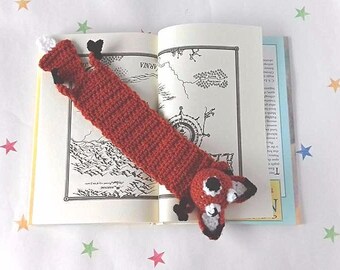 Fox Bookmark, Squashed Fox, Gag Gift, Gift for a Bookworm, Crochet Fox, Unique Bookmark, Kids gifts,Cute Bookmark