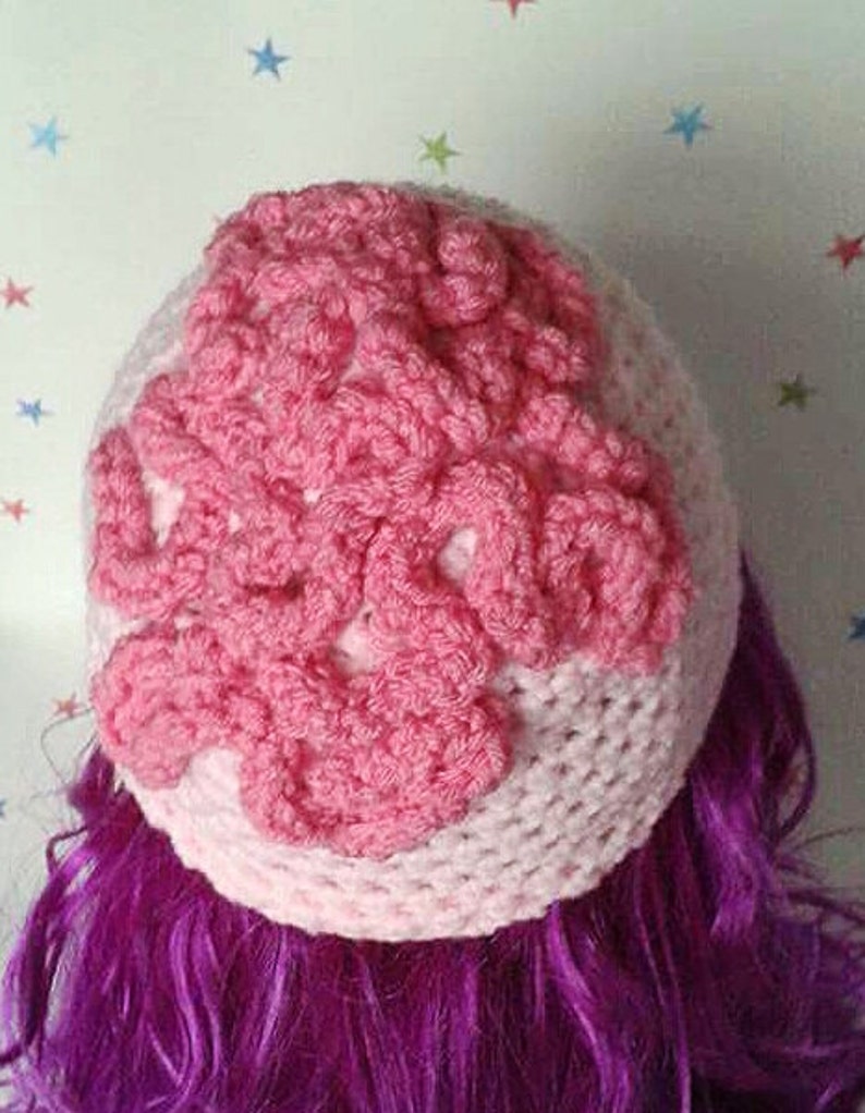 brainz hat Brain hat Anatomy hat crochet pink brain gift for geek anatomical knit cap scientific gift Zombie Beanie Thinking cap