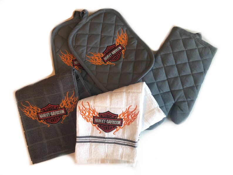 Harley Davidson 5 Pc Flame Towel Set Etsy Ireland