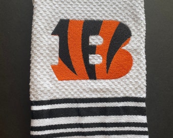 NFL Bengals embroidered kitchen or hand towel.