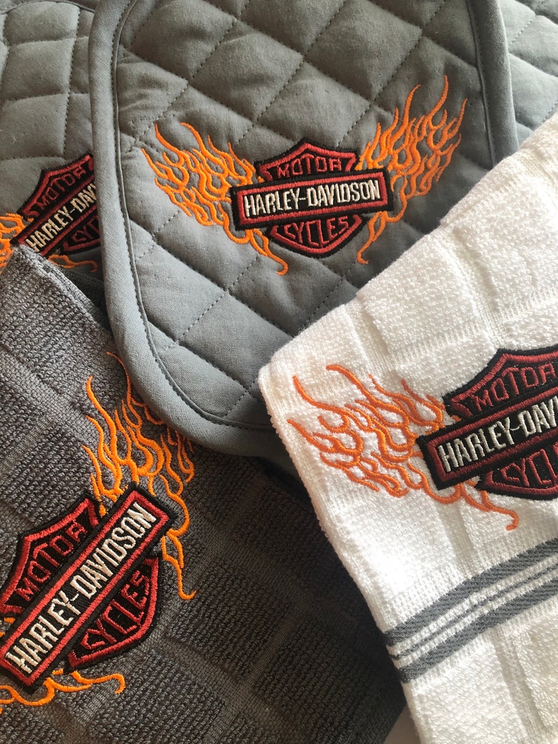 Harley Davidson 5 pc towel set Etsy