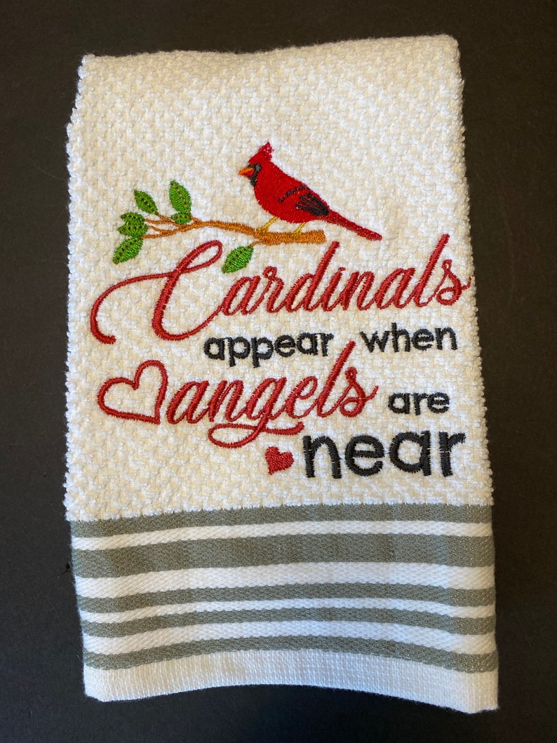 Cardinals Appear When Angels Are Near Embroidered Kitchen Towel Etsy