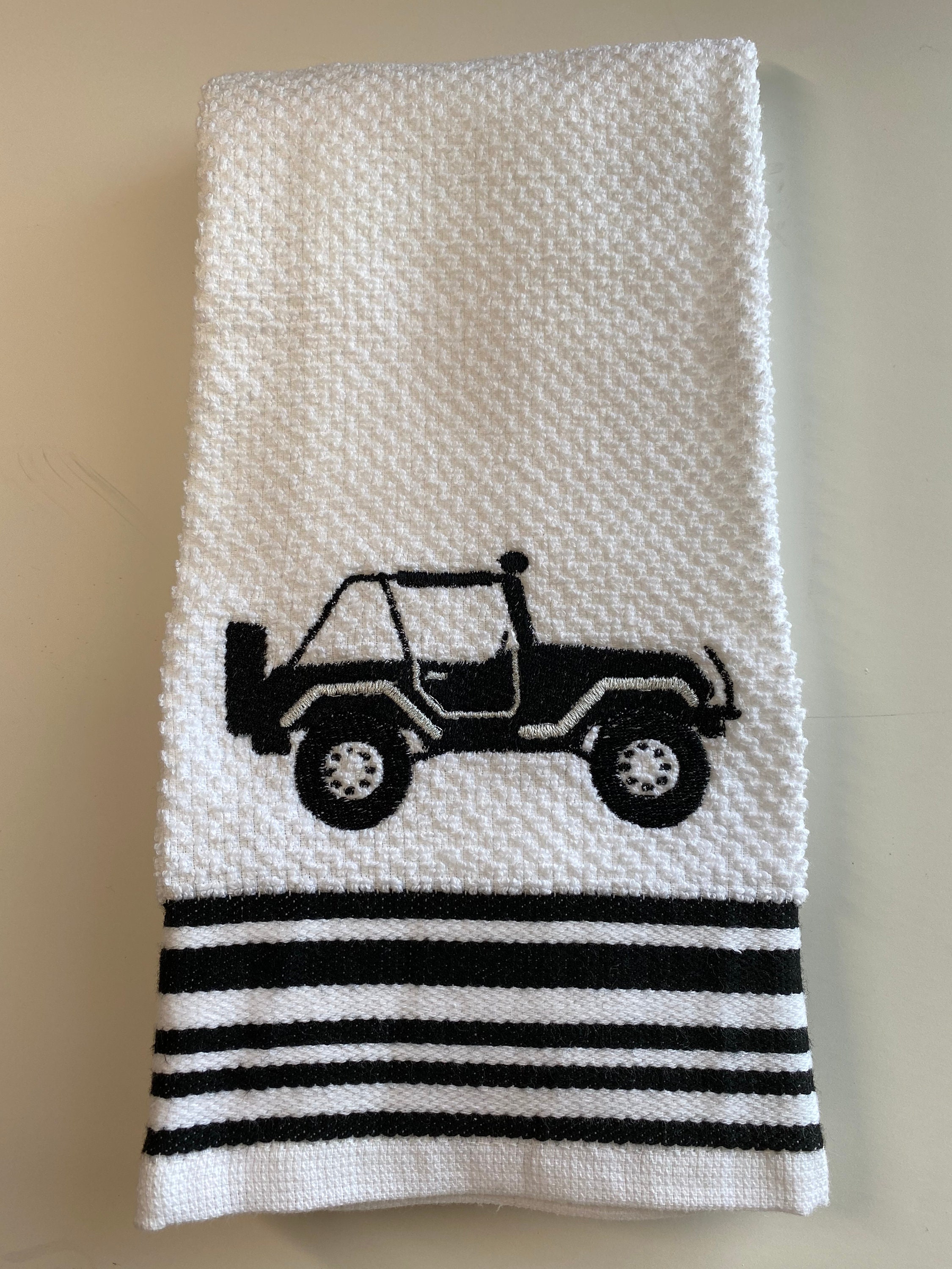 Jeep embroidered kitchen towel Etsy