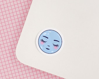 mini moon sticker, glossy vinyl celestial sticker