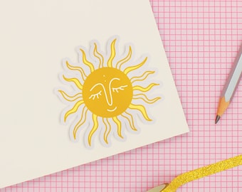 cute boho sun sticker, waterproof die cut sticker