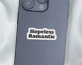 hopeless romantic sticker | small sticker for e-reader | mini booktok sticker | bookish sticker for readers | gifts for book lovers