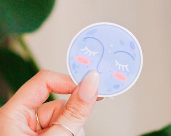 cute boho moon sticker, waterproof glossy vinyl decal