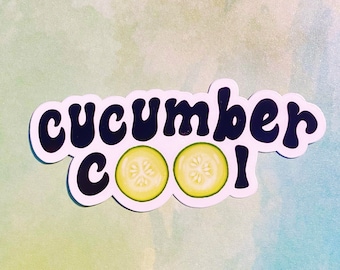 cucumber cool, punny, die cut vinyl, weatherproof sticker