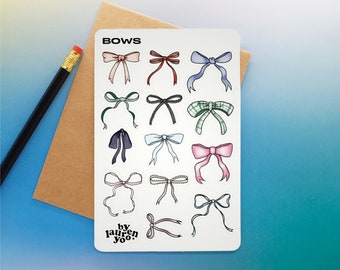 coquette bow stickers for planner | hand drawn ribbon journal stickers | cute decorative stickers | vintage aesthetic