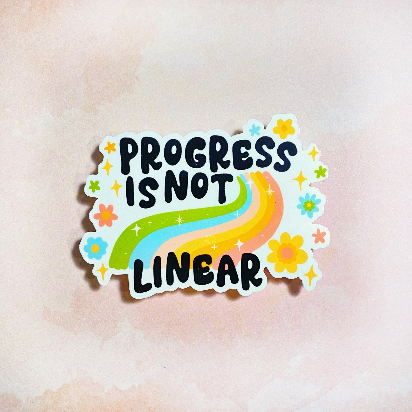 Progress is not linear rainbow motivational colorful Etsy