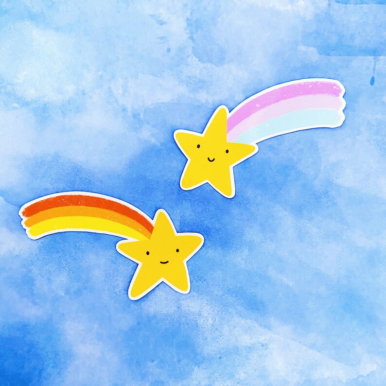 Cute shooting stars sticker pair space themed celestial | Etsy