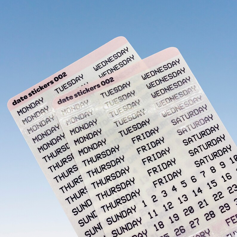 Counting Days Sticker Days of the Week Date Stickers, Planner Stickers, Monthly Planner ...