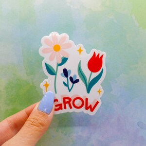 groeien bloemen matrijs gesneden sticker, glanzende waterdichte sticker