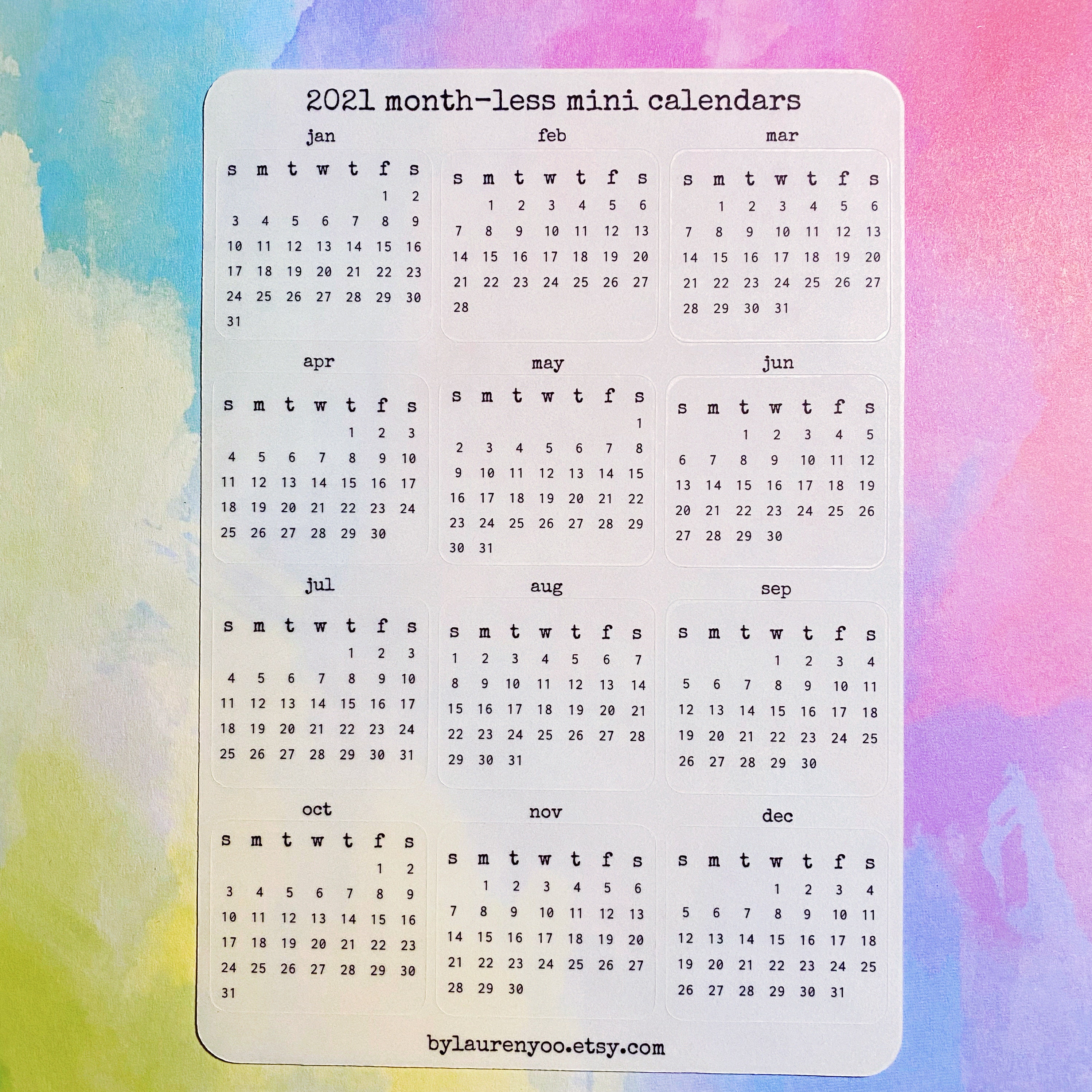 2021 Monthless Mini Calendar Stickers For Bullet Journal Etsy 2021-monthless-mini-calendar-stickers-for-bullet-journal-etsy