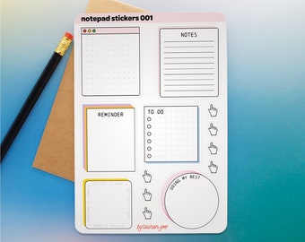 notepad sticker sheet, colorful writeable planner stickers